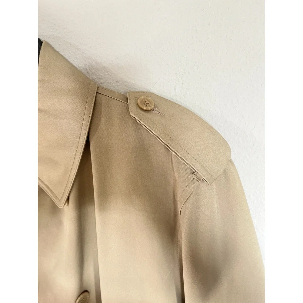 Vintage Men's Trench Coat 44R Khaki Double Breasted Lined Belted Oleg Cassini